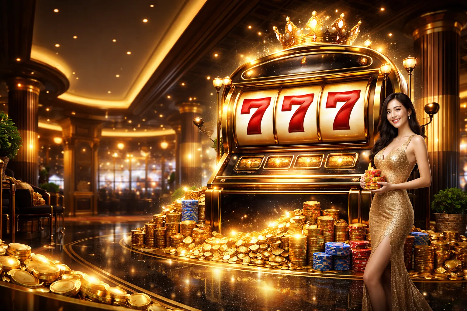 Bàn Poker với chip và quân bài